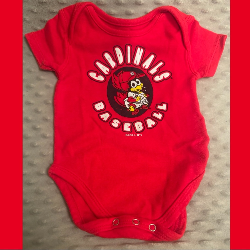 ❤️⚾️ Cardinals Baseball Red Bird Baby Onesie - 3/6 Months ⚾️❤️